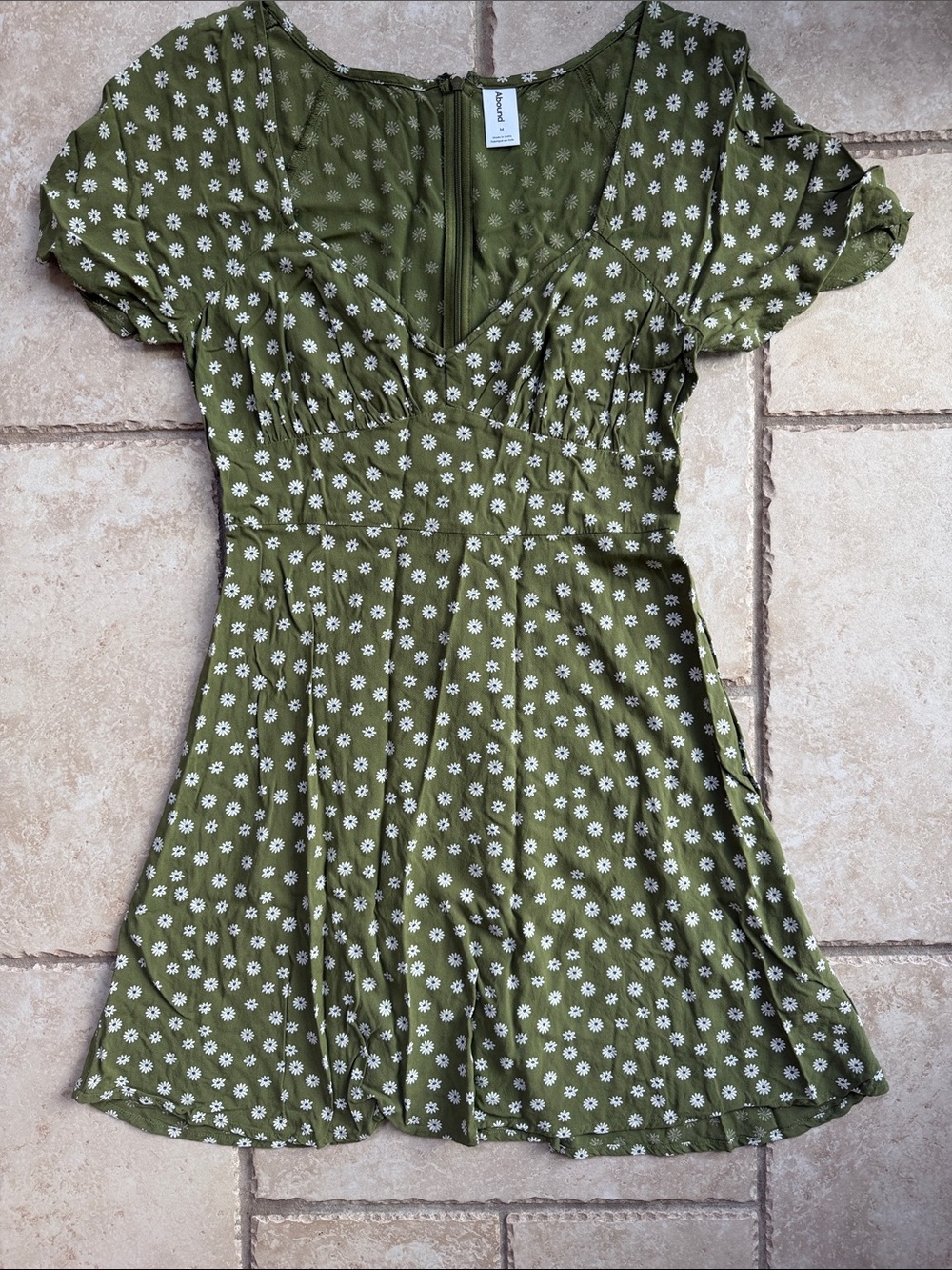 Nordstrom Green Floral V-Neck Mini Dress